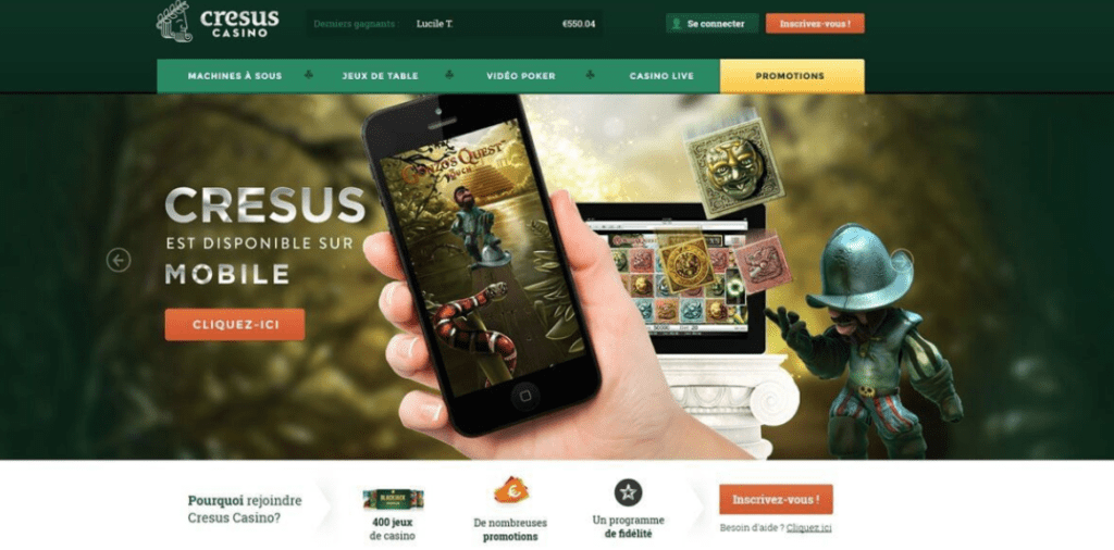 Cresus Casino sur mobile